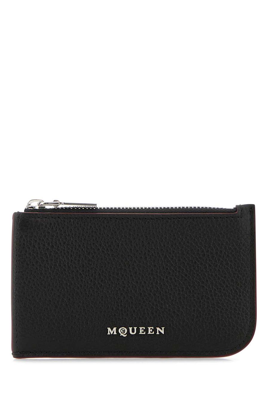 Alexander McQueen Card Exterior: 100% Leather; Finishing: Silver metal card case in black