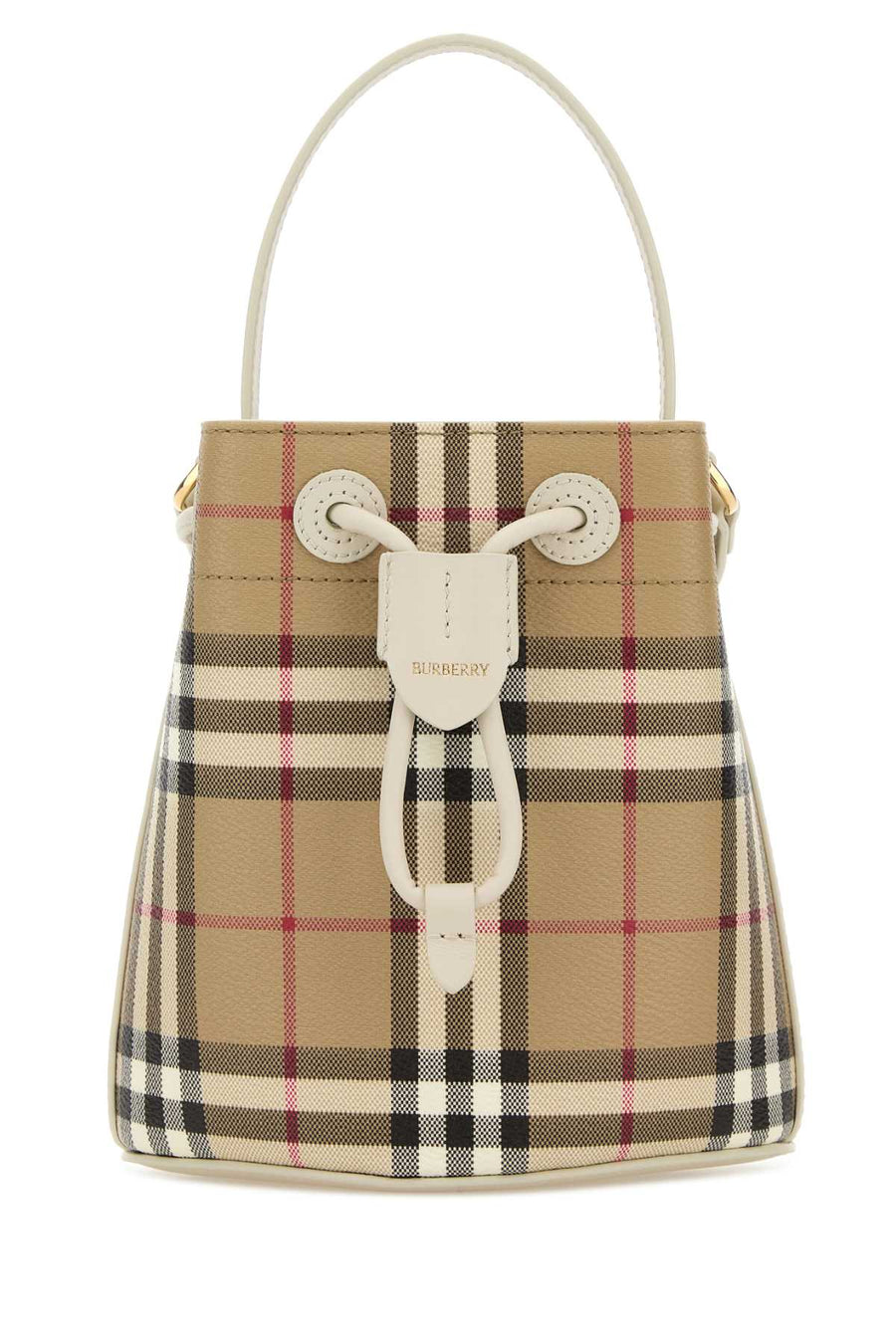 Burberry Drawstring Exterior: 100% Fabric; Lining: 100% Fabric; Finishing: Golden metal bucket bag in beige