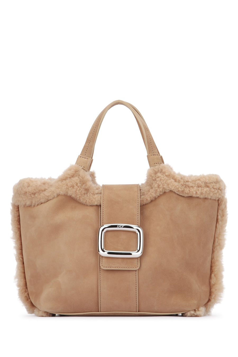 Roger Vivier Mano Suede shoulder bag in beige