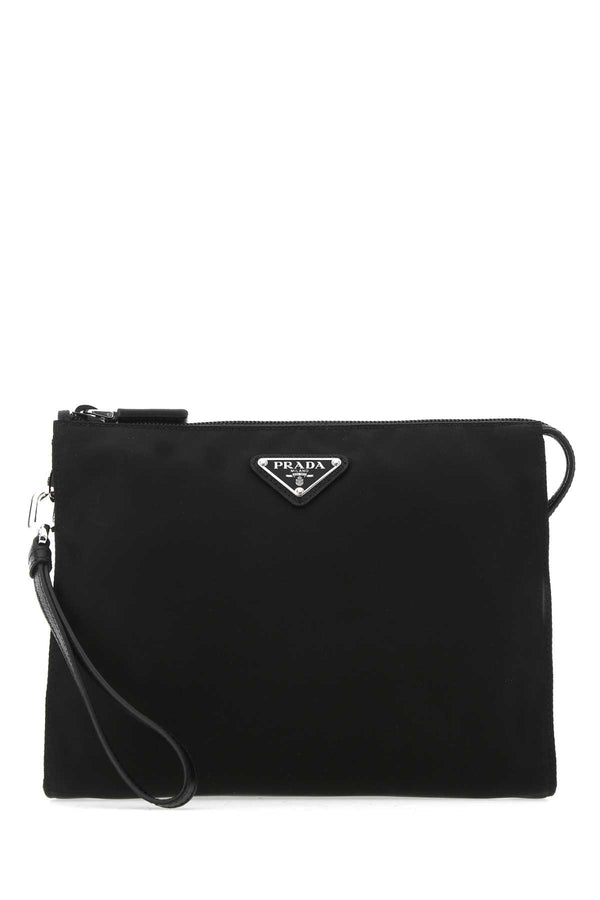 Prada 100% recycled polyamide clutch in black