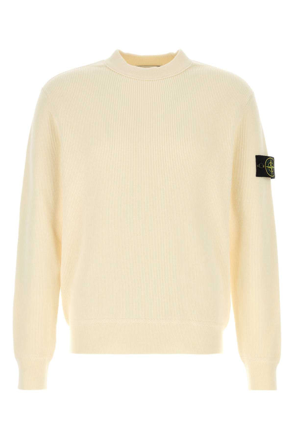 Stone Island Neck 100% cotton sweater in ivory