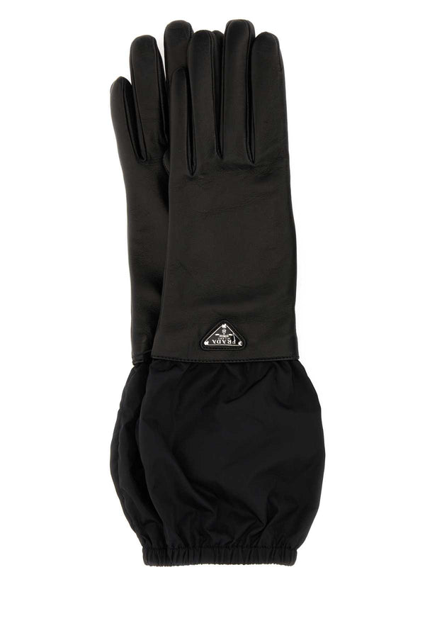 Prada 100% lamb leather gloves in black
