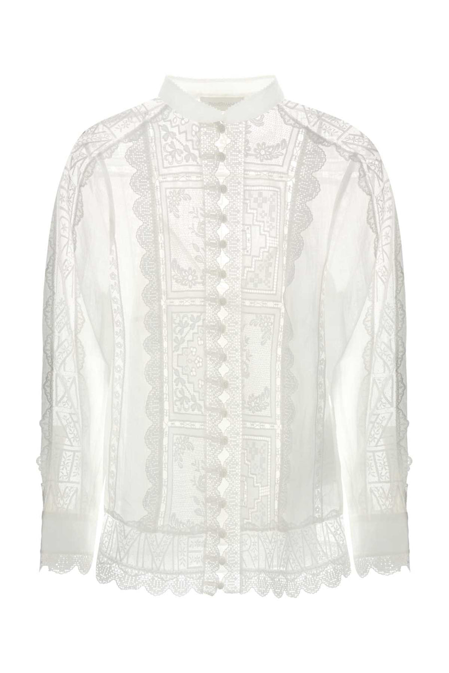 Zimmermann Embroidered Exterior: 100% Ramie shirt in white