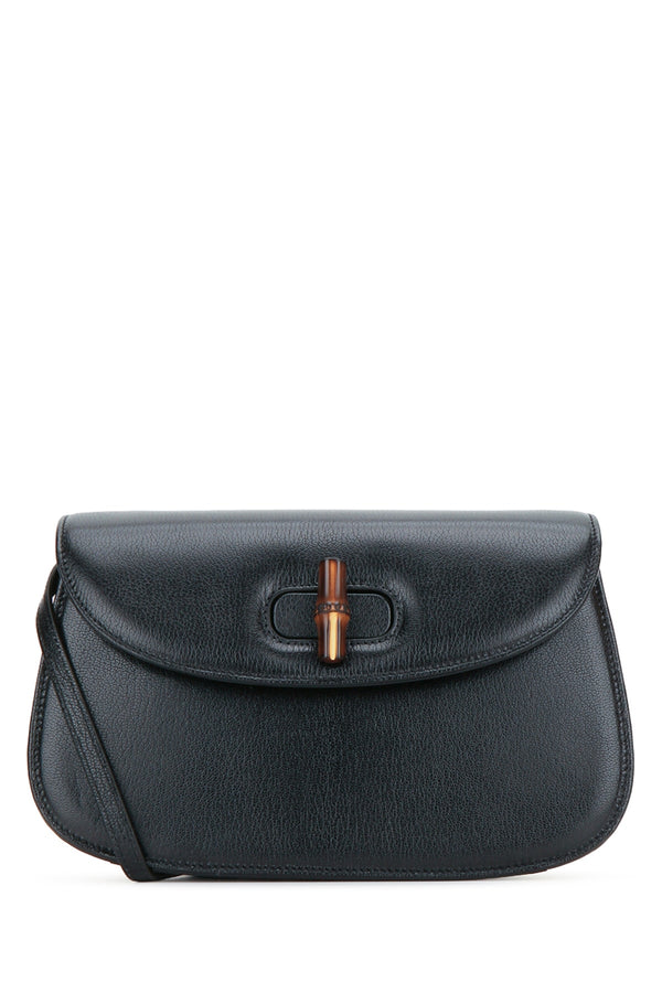 Gucci Bamboo Pebbled leather shoulder bag in black