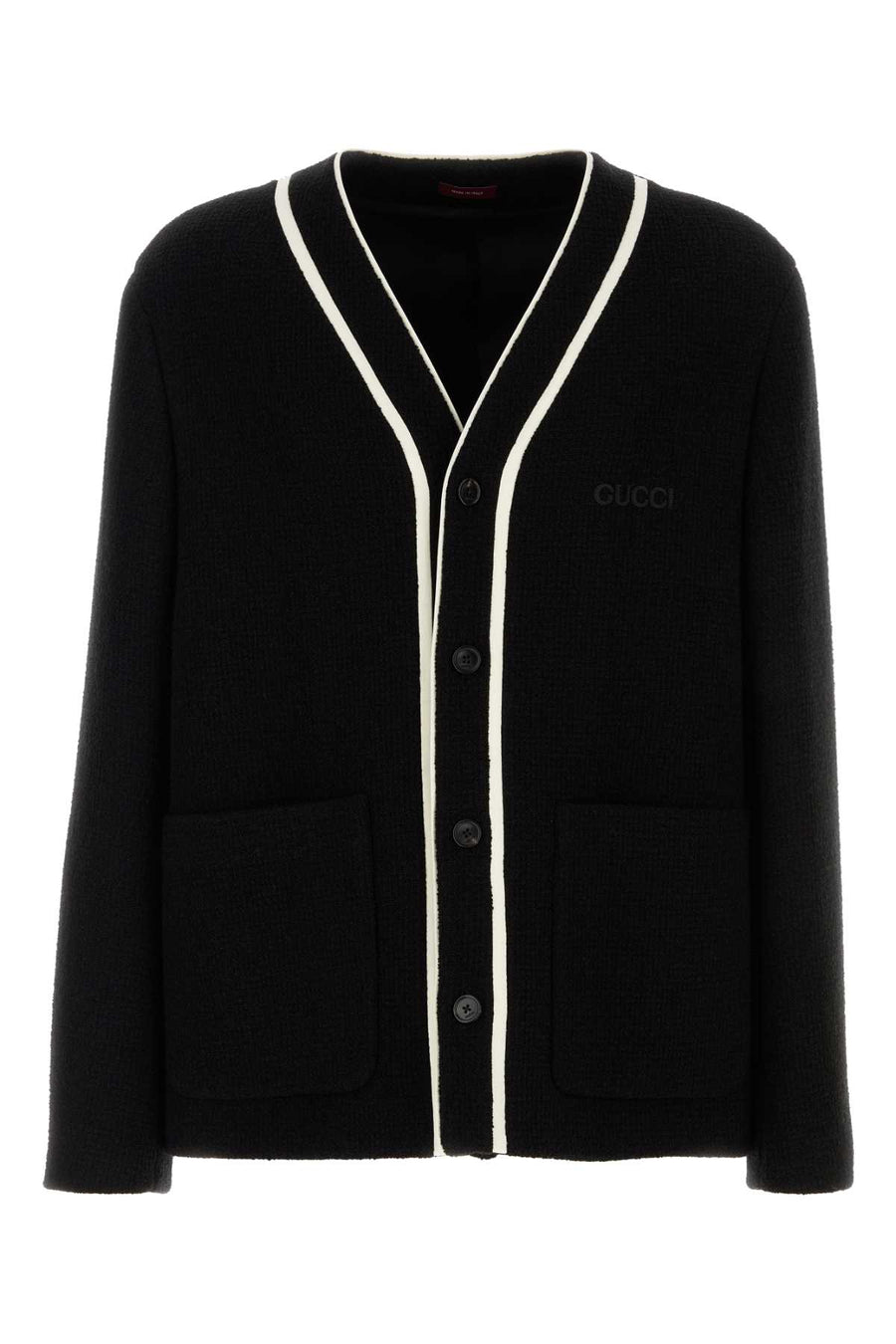 Gucci Lana Exterior: 95% Wool 5% Nylon; Lining: 100% Cotton cardigan in black