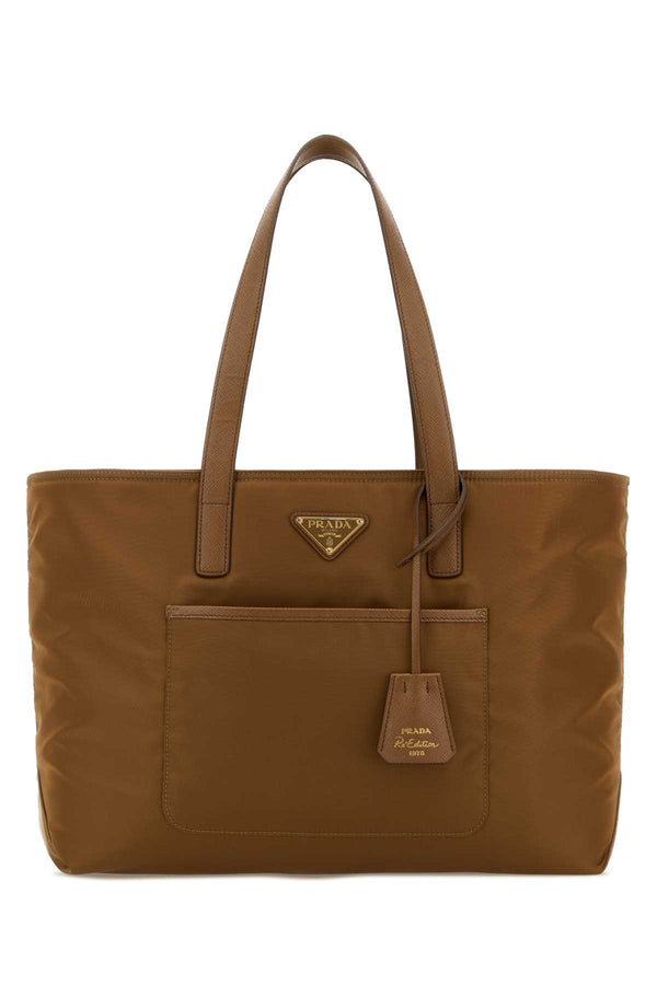 Brown Re-Nylon Shopping Bag Brandy Borse A Mano
