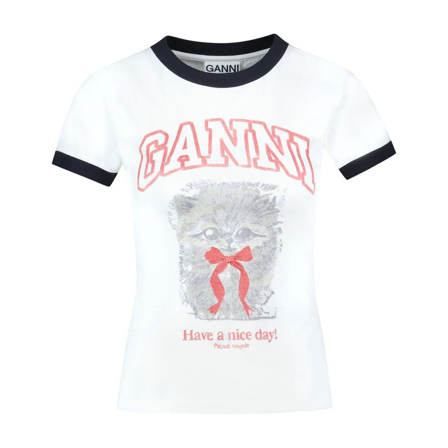 Ganni cotton t-shirt in white — view 2