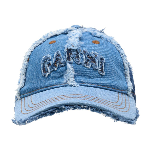 Ganni B3020078-999 Cotton baseball cap in blue — view 2