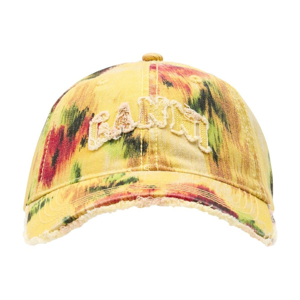 Ganni B3020171-01F Cotton baseball cap in yellow — view 2