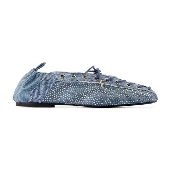 Ganni Cotton ballerina flat in blue — view 2