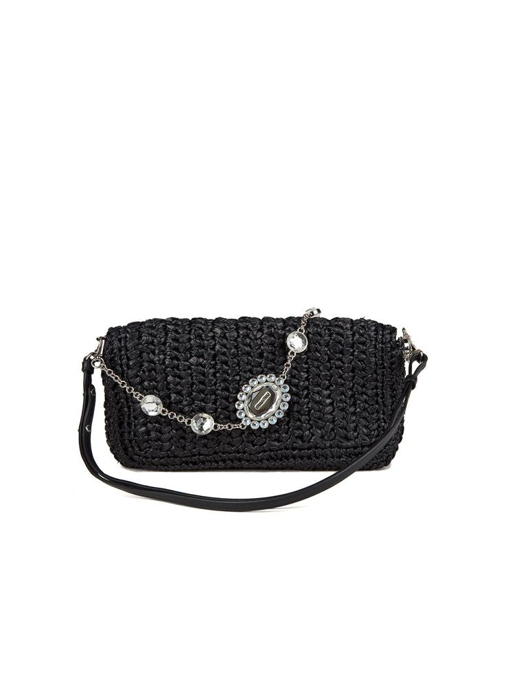 Miu Miu Lambskin crossbody bag in black — view 4