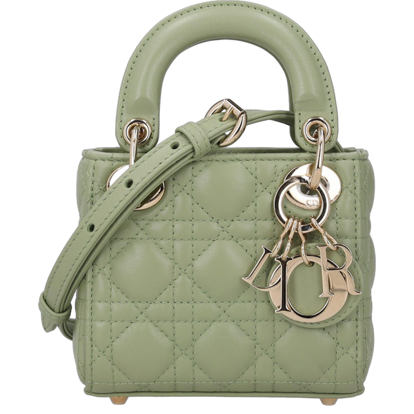 Dior quilted lambskin leather shoulder bag in green — view 10