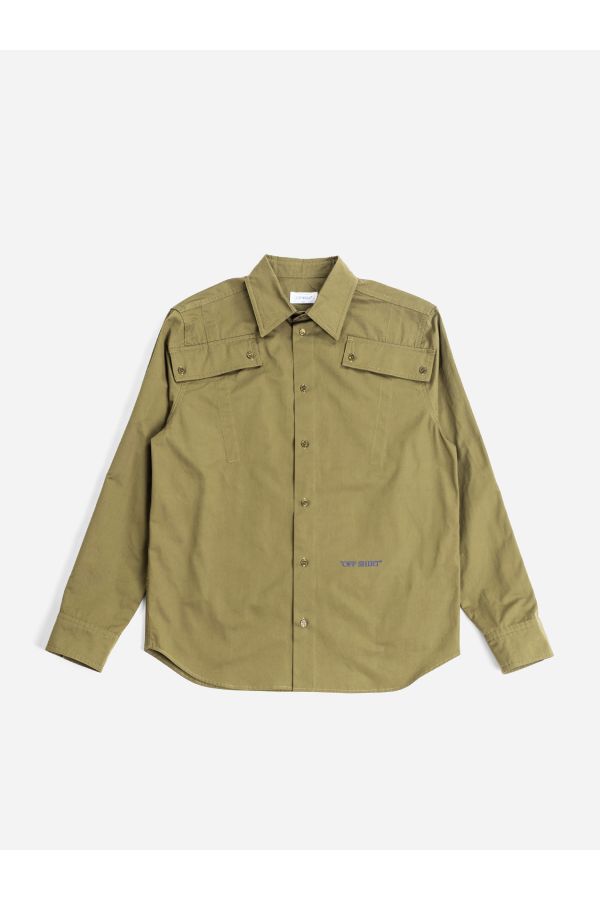 Off-White Brushed cotton shirt in beige