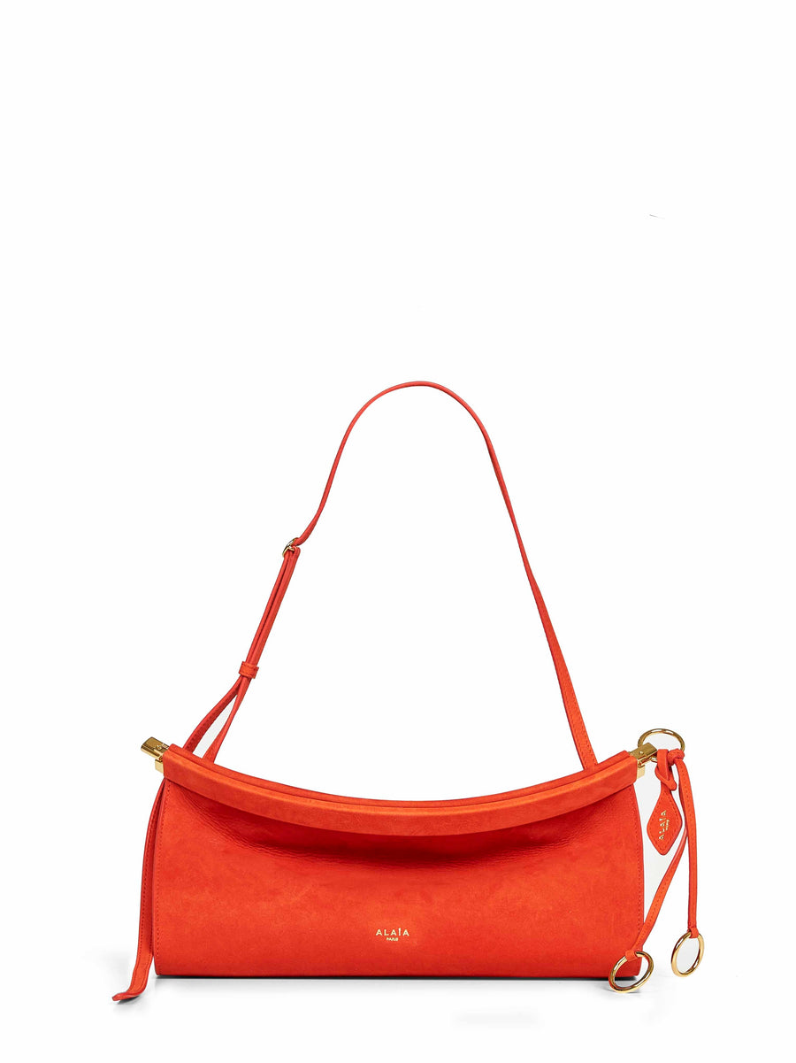 Shoulder Bag Le Click East West Orange Calf Leather