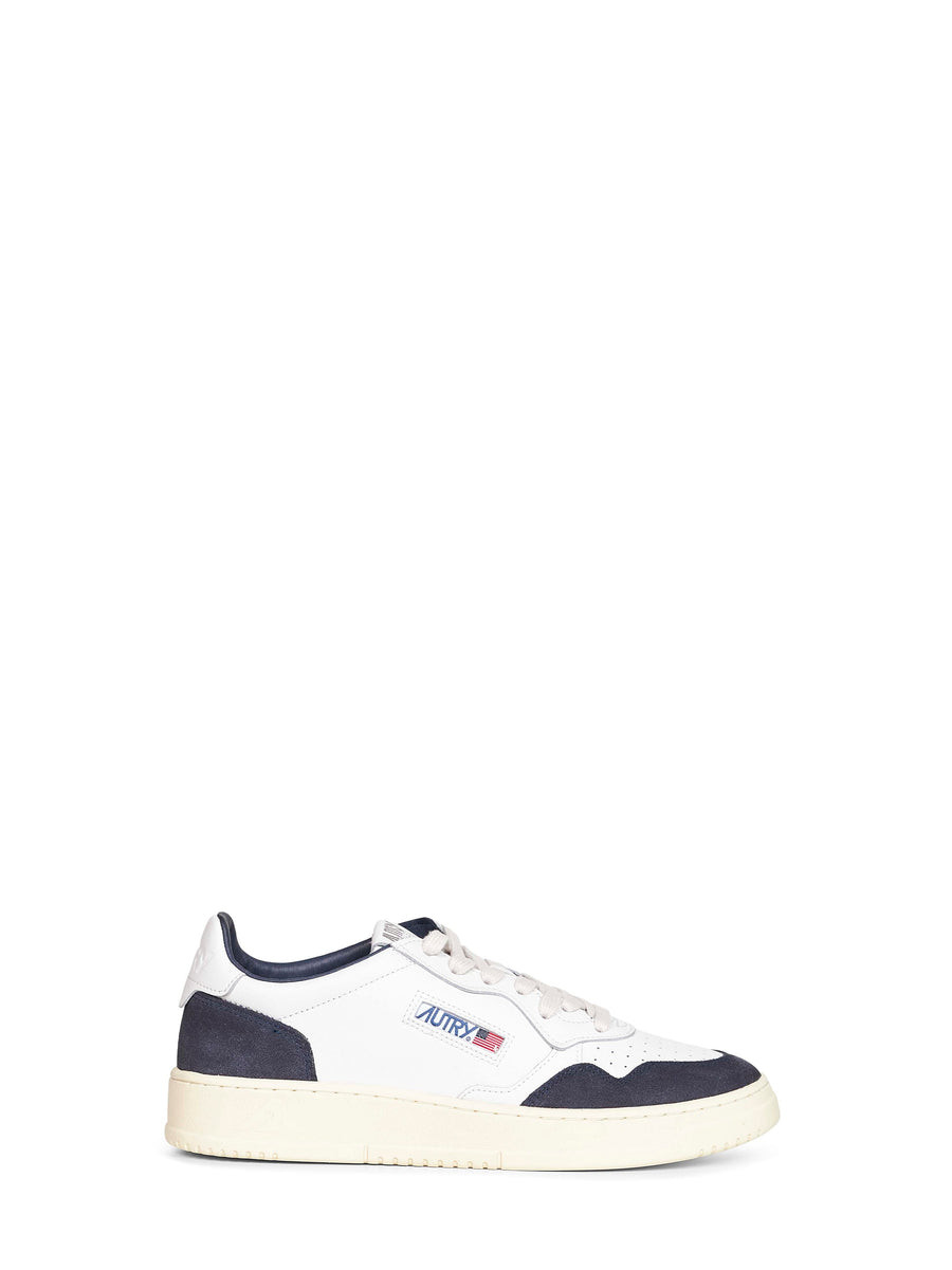 White Leather And Blue Suede Sneakers Calf Trainers