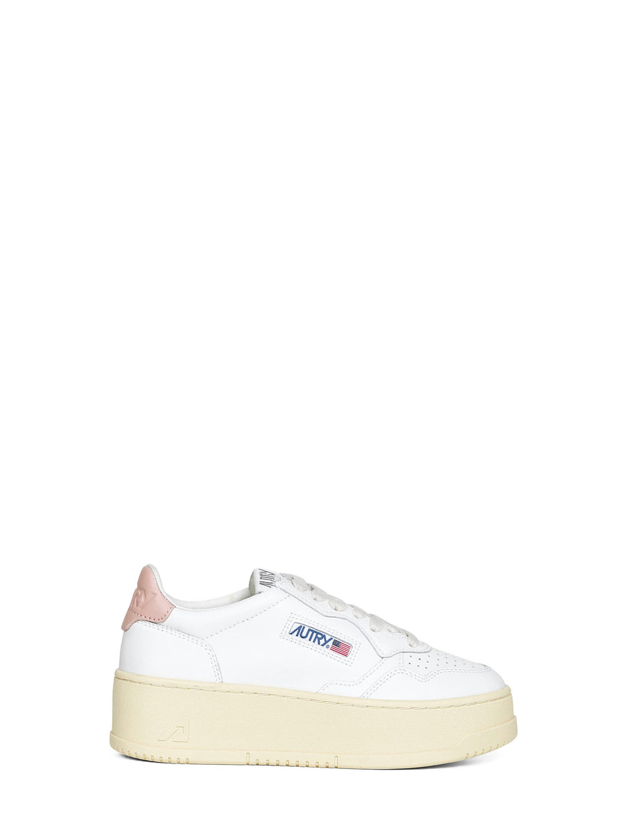 White Leather Medalist Platform Sneakers Trainers