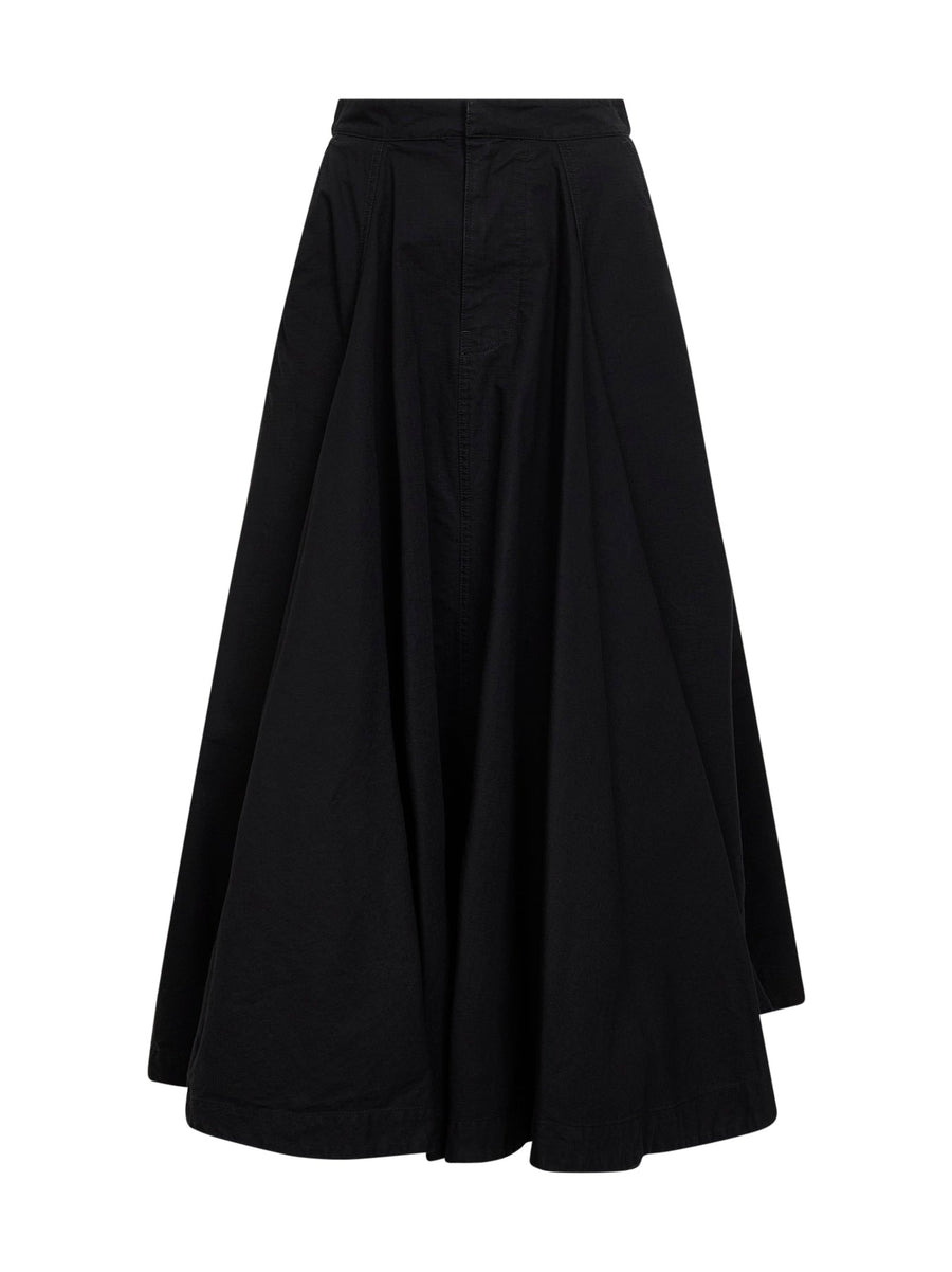 Skirt Godet Maxi Black Cotton