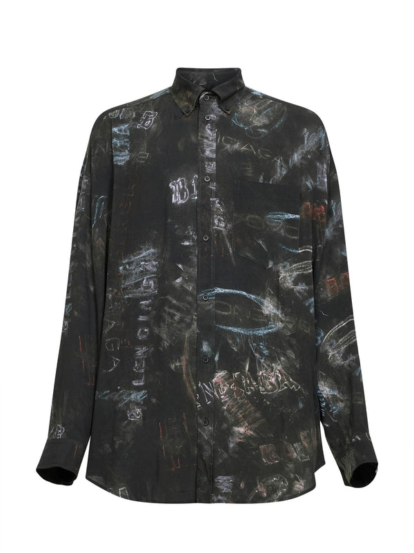Shirt Cocoon Washed Crayon Black Viscose
