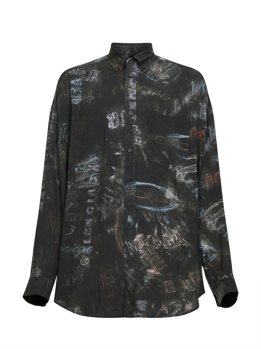 Shirt Cocoon Washed Crayon Black Viscose