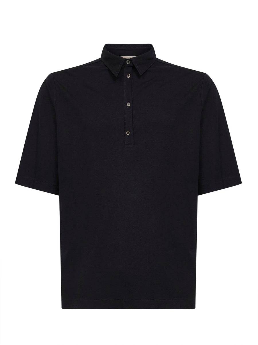Polo Shirt Black Viscose Blend