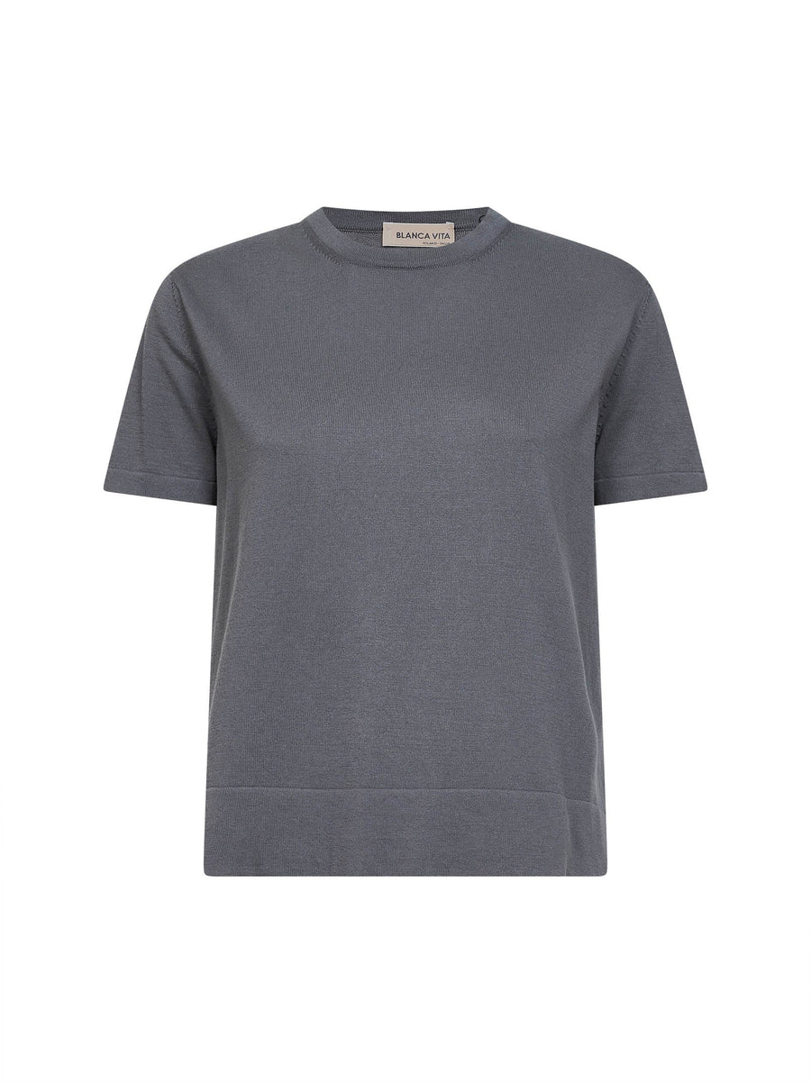Knit T-Shirt Grey Cotton Knitwear