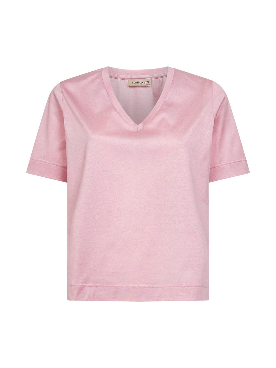 Pink Lisle Cotton V-Neck T-Shirt T-shirts & Jerseys