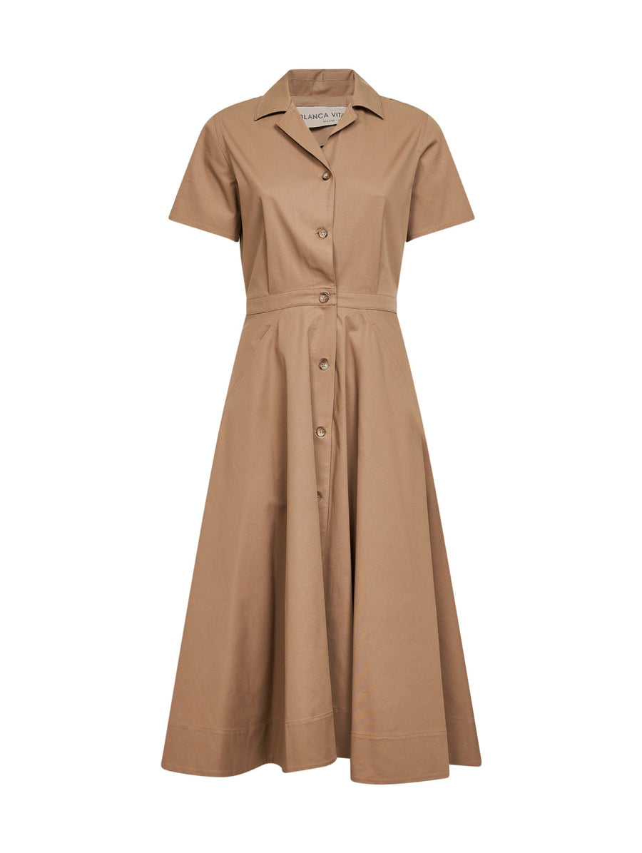 Midi Shirt Dress Alga Camel Cotton