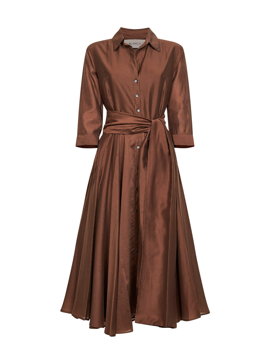Midi Shirtdress Allia Brown Lyocell Dress