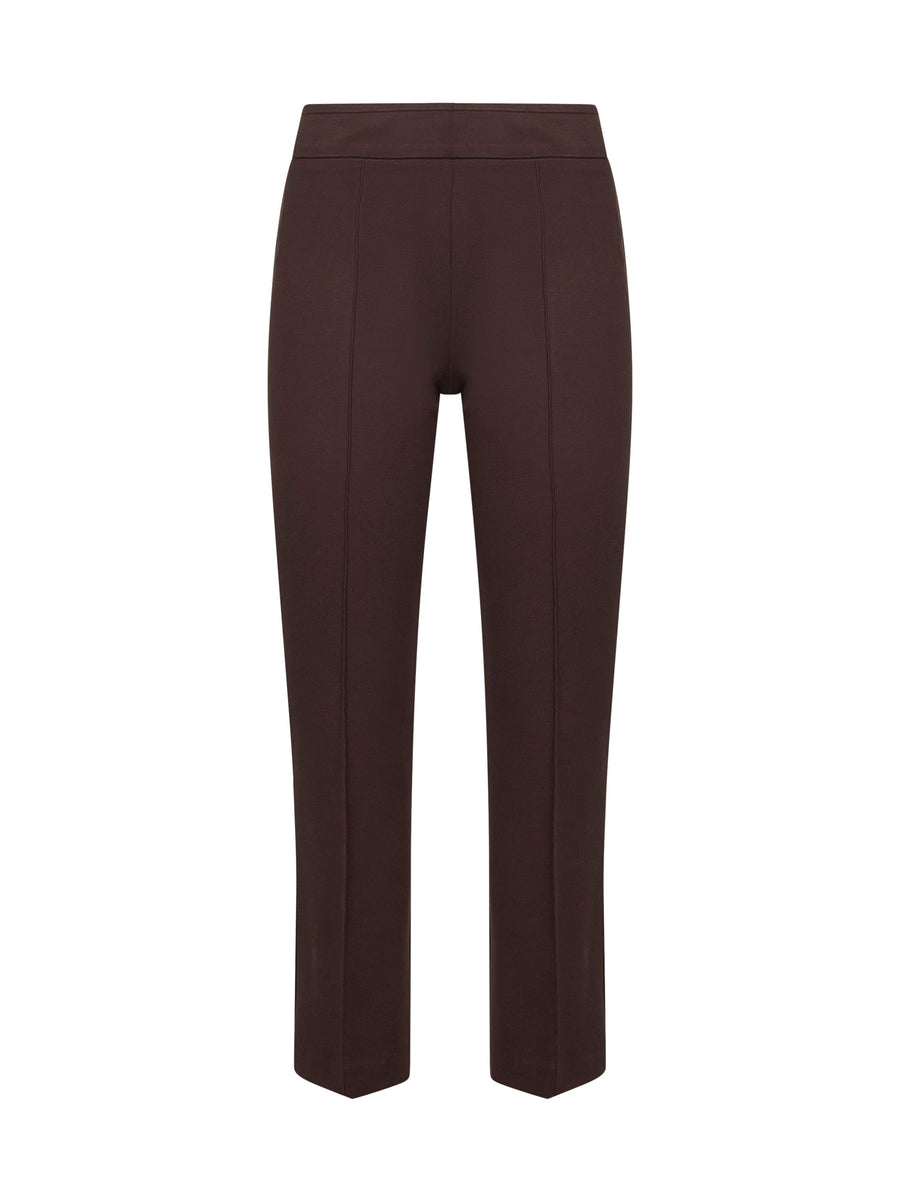 Coffee Stretch Jersey Trumpet Trousers Brown Viscose