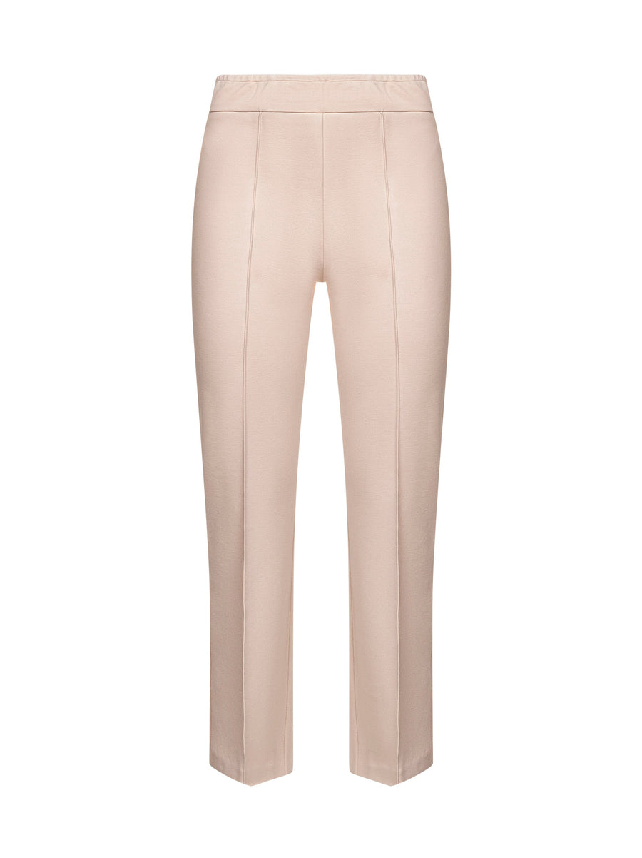 Cream Stretch Jersey Trumpet Trousers Viscose
