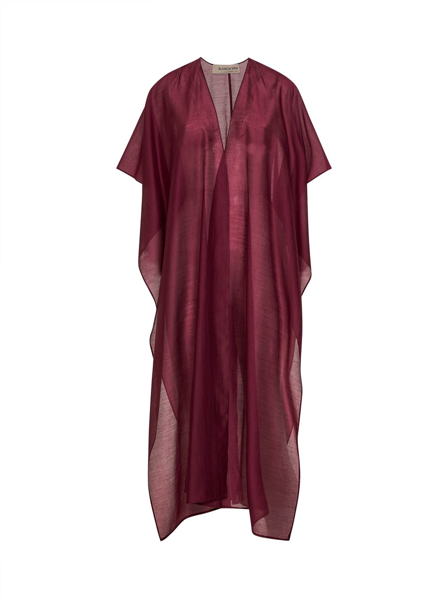 Burgundy Voile Caftan Blouse Cupro Capes