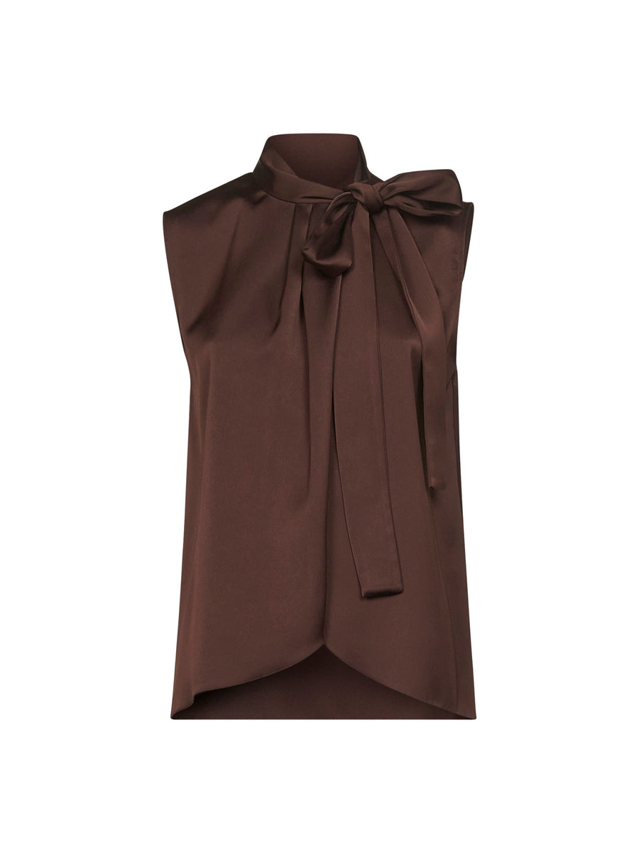 Coffee Satin Topina Top Brown Polyester Tops