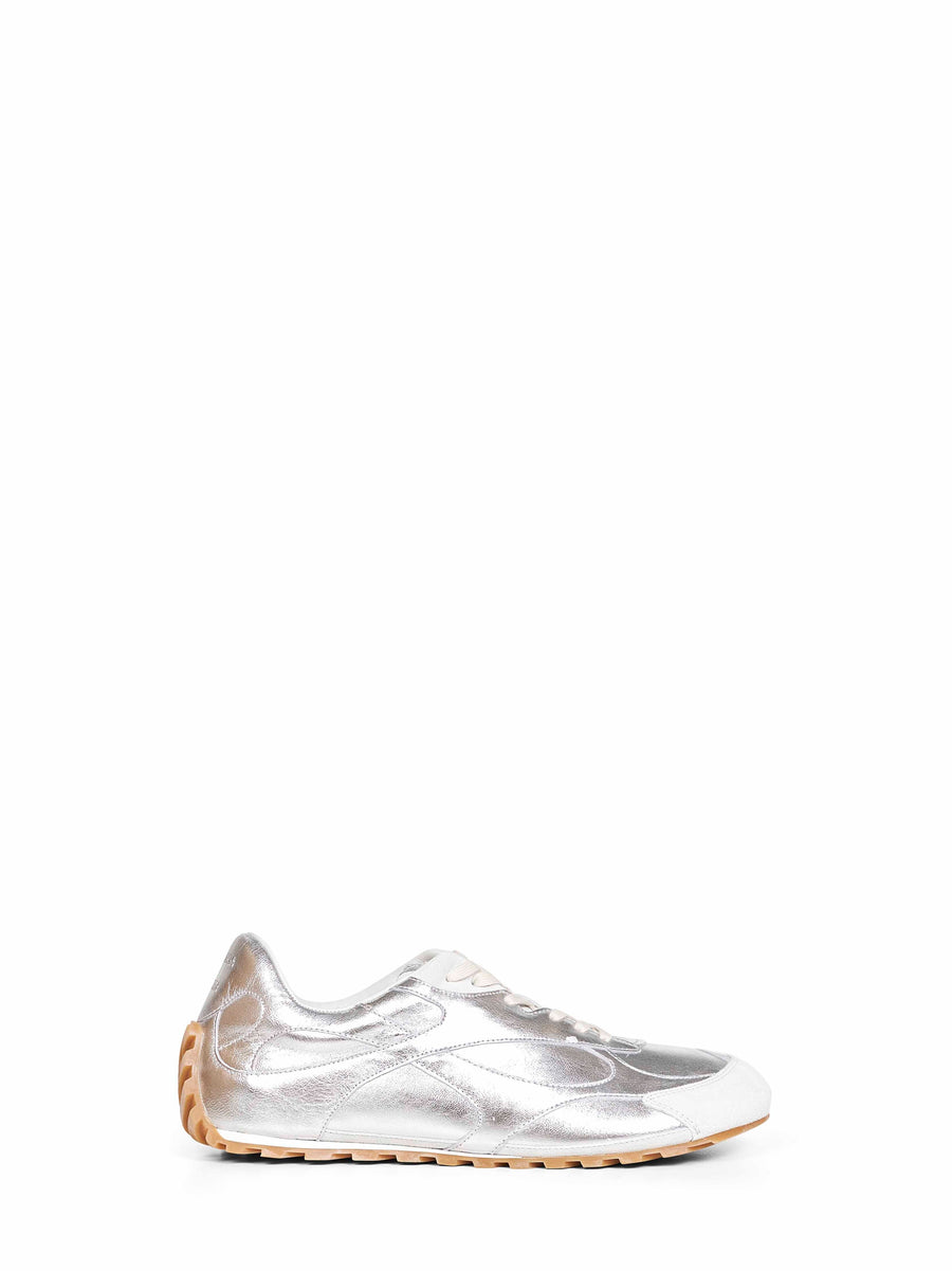 Silver Laminated Leather Orbit Flash Sneakers Calf Trainers