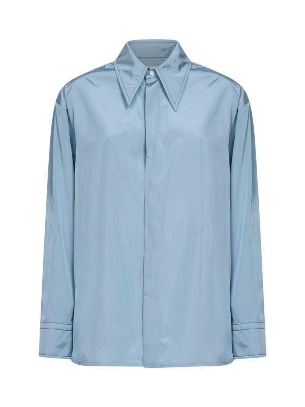 Shirt Silk-Blend Light Blue Viscose