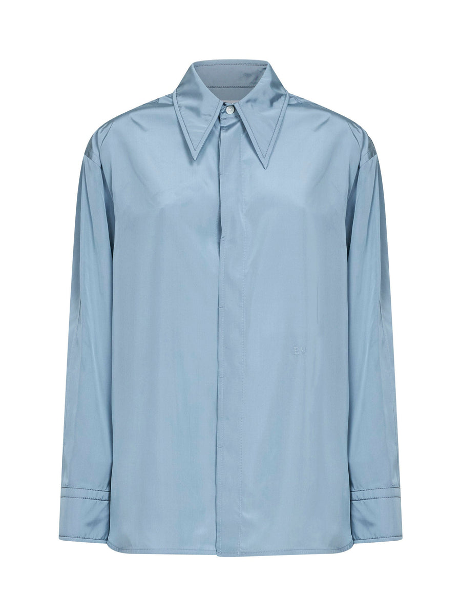 Shirt Silk-Blend Light Blue Viscose