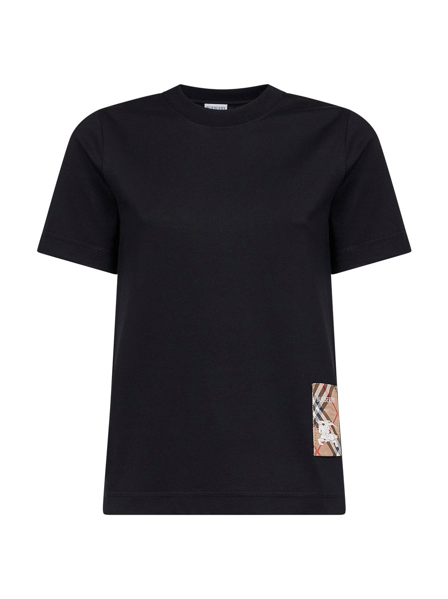 Black Cotton Check Patch T-Shirt T-shirts & Jerseys