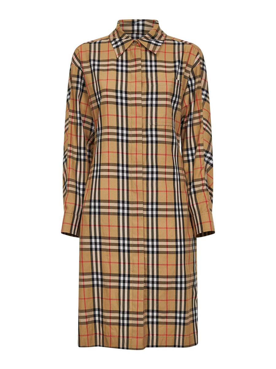 Midi Shirt Dress Cotton Beige