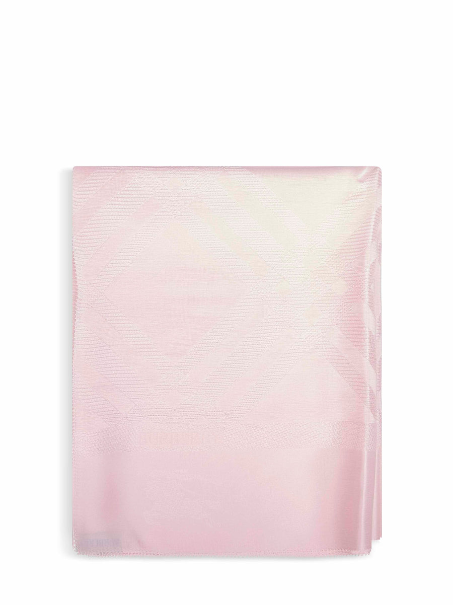 Scarf Pink Check Jacquard Silk Mulberry