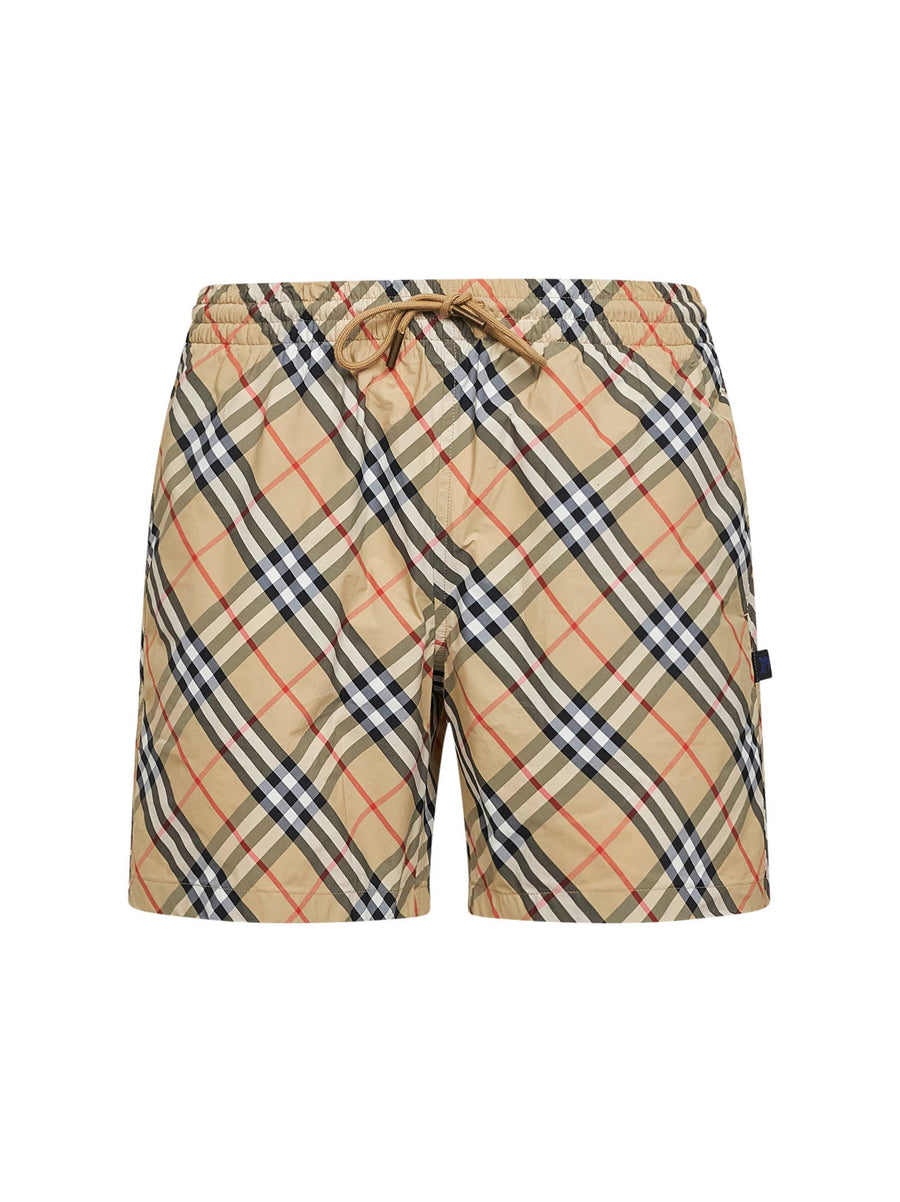 Swim Shorts Check Sand Nylon Beige Polyamide Beachwear