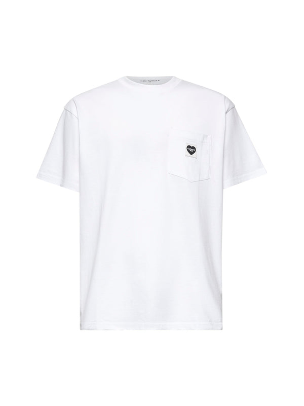 White Cotton S-S Pocket Heart T-Shirt T-shirts