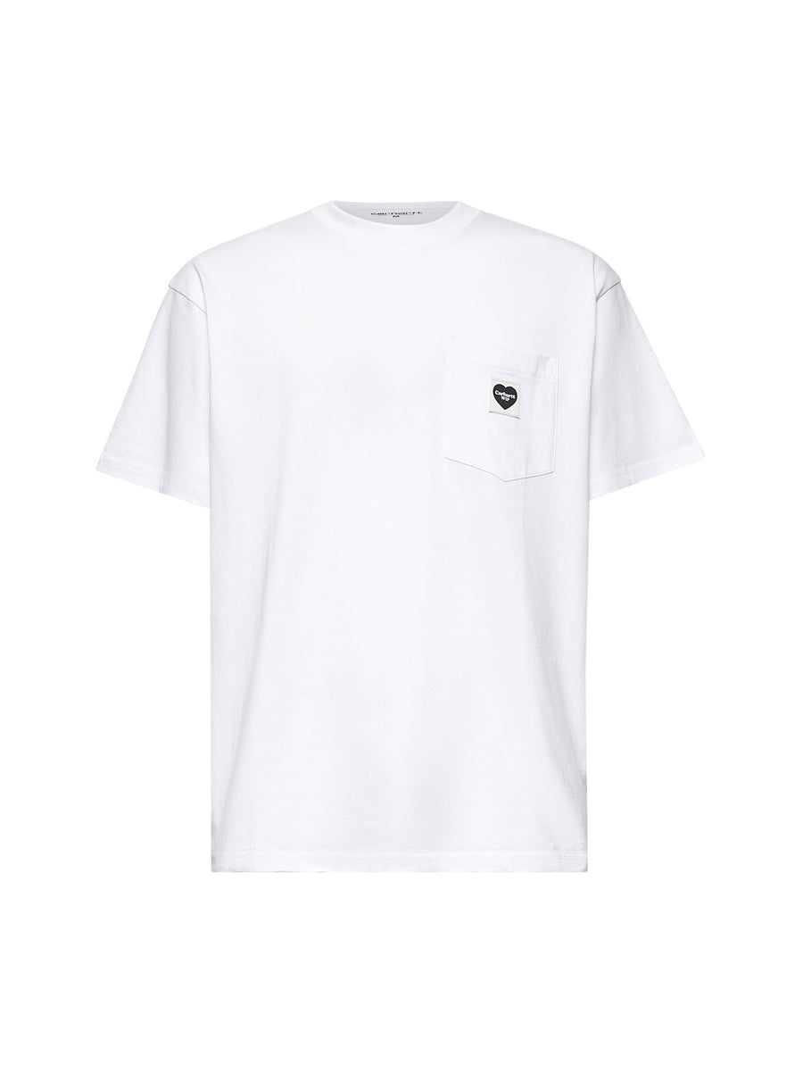 White Cotton S-S Pocket Heart T-Shirt T-shirts
