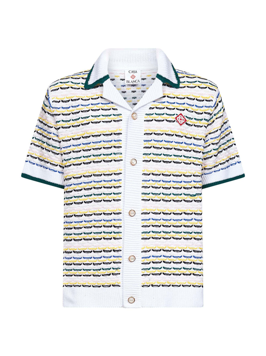 White Crochet Cotton Tuck Stitch Shirt Cardigans