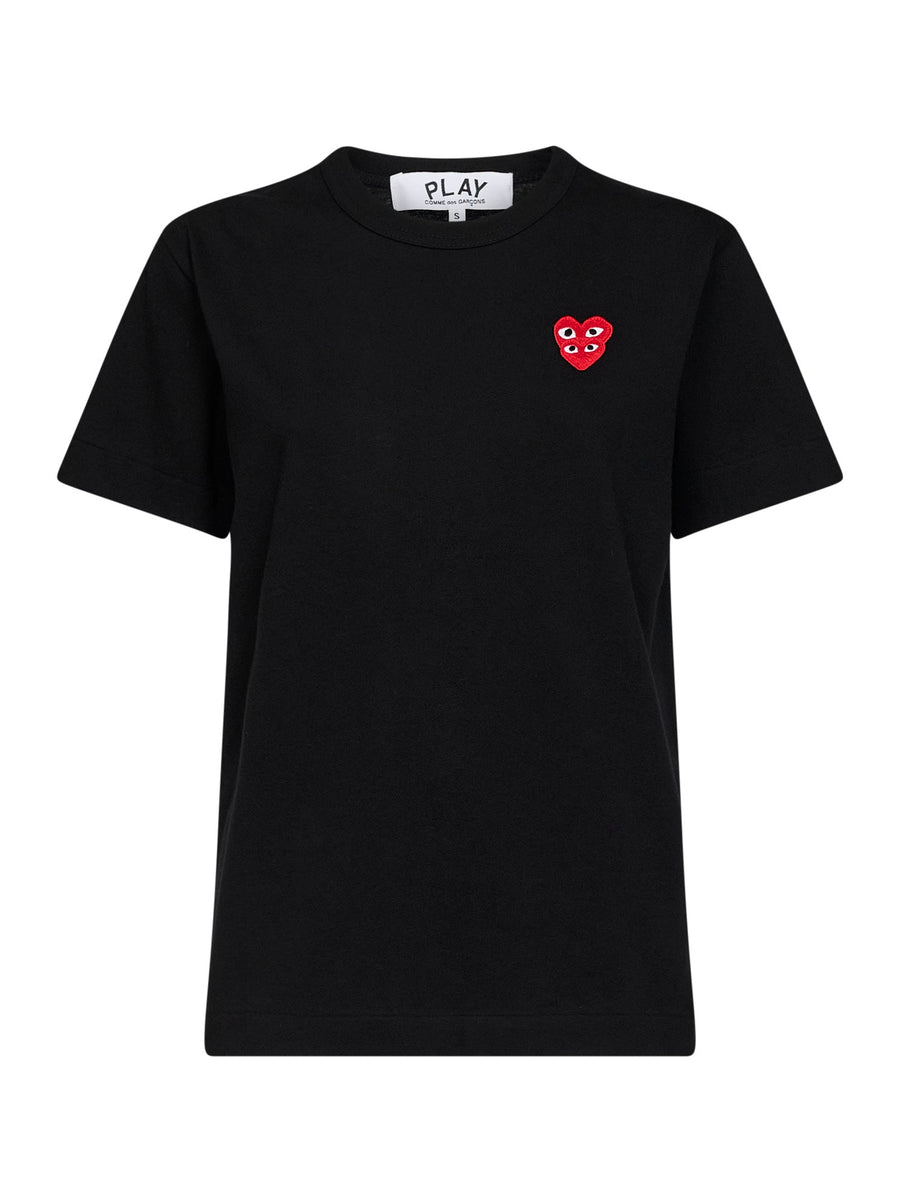 T-Shirt Double Red Heart Black Cotton T-shirts & Jerseys