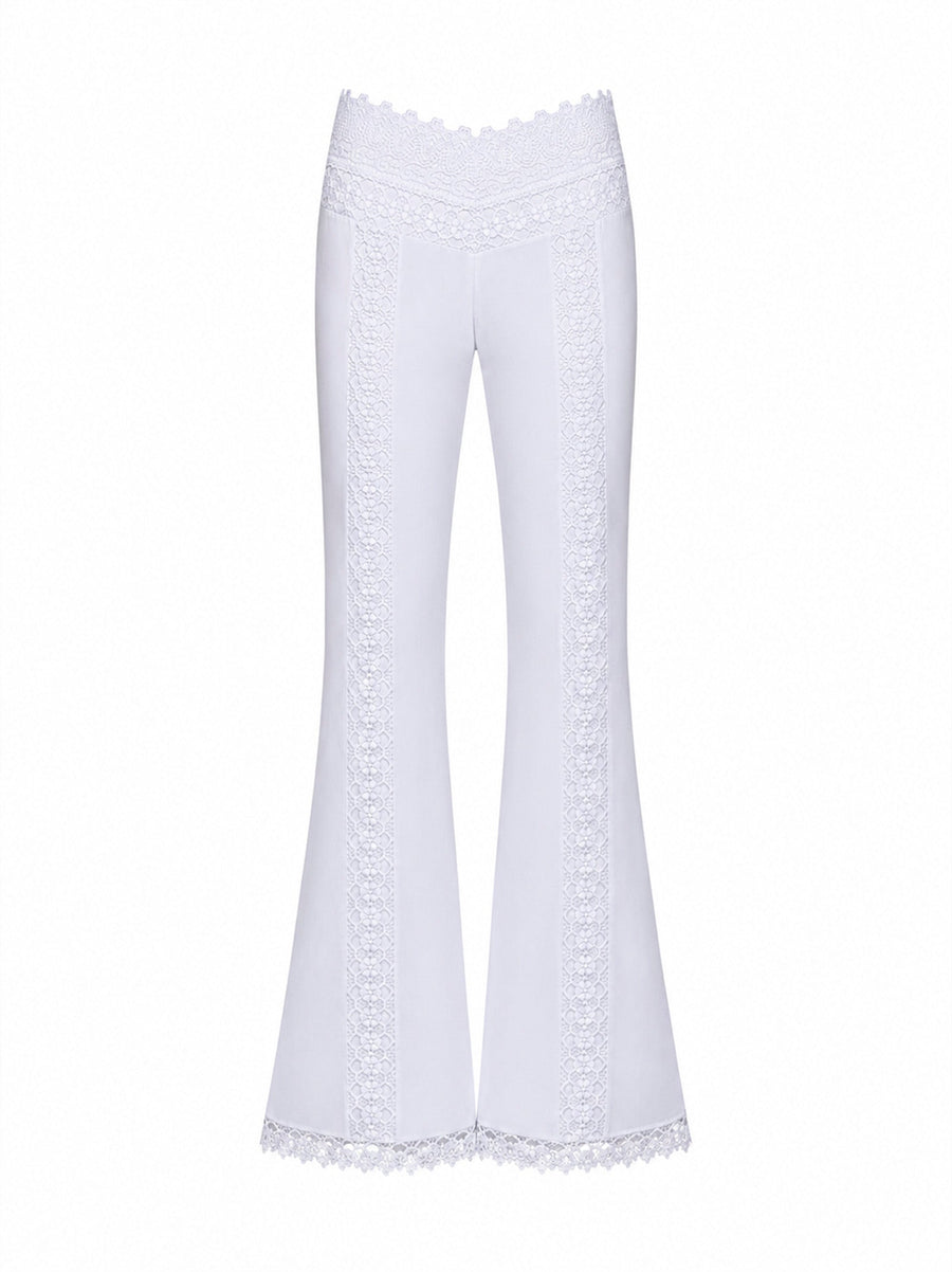 Flared Trousers Vianora White Cotton