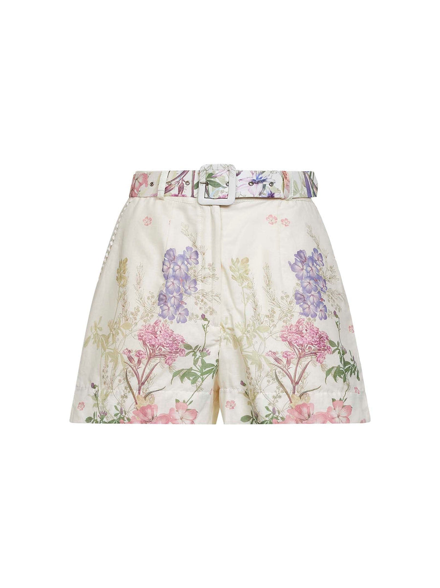 Shorts Pansy Belted Ivory Cotton