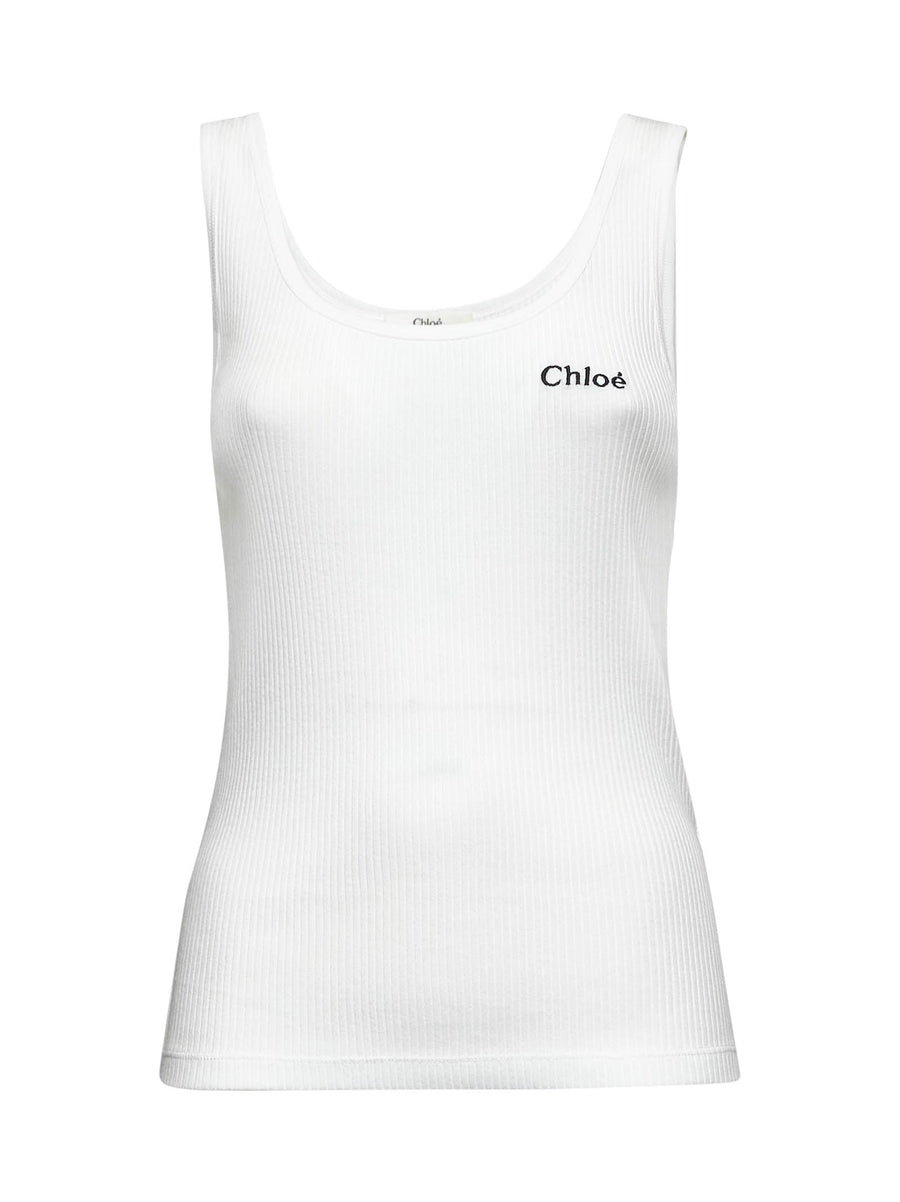 Cotton Ribbed Tank Top White