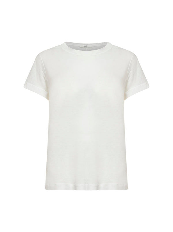 Ivory Ribbed Cotton Jersey Crewneck T-Shirt T-shirts & Jerseys