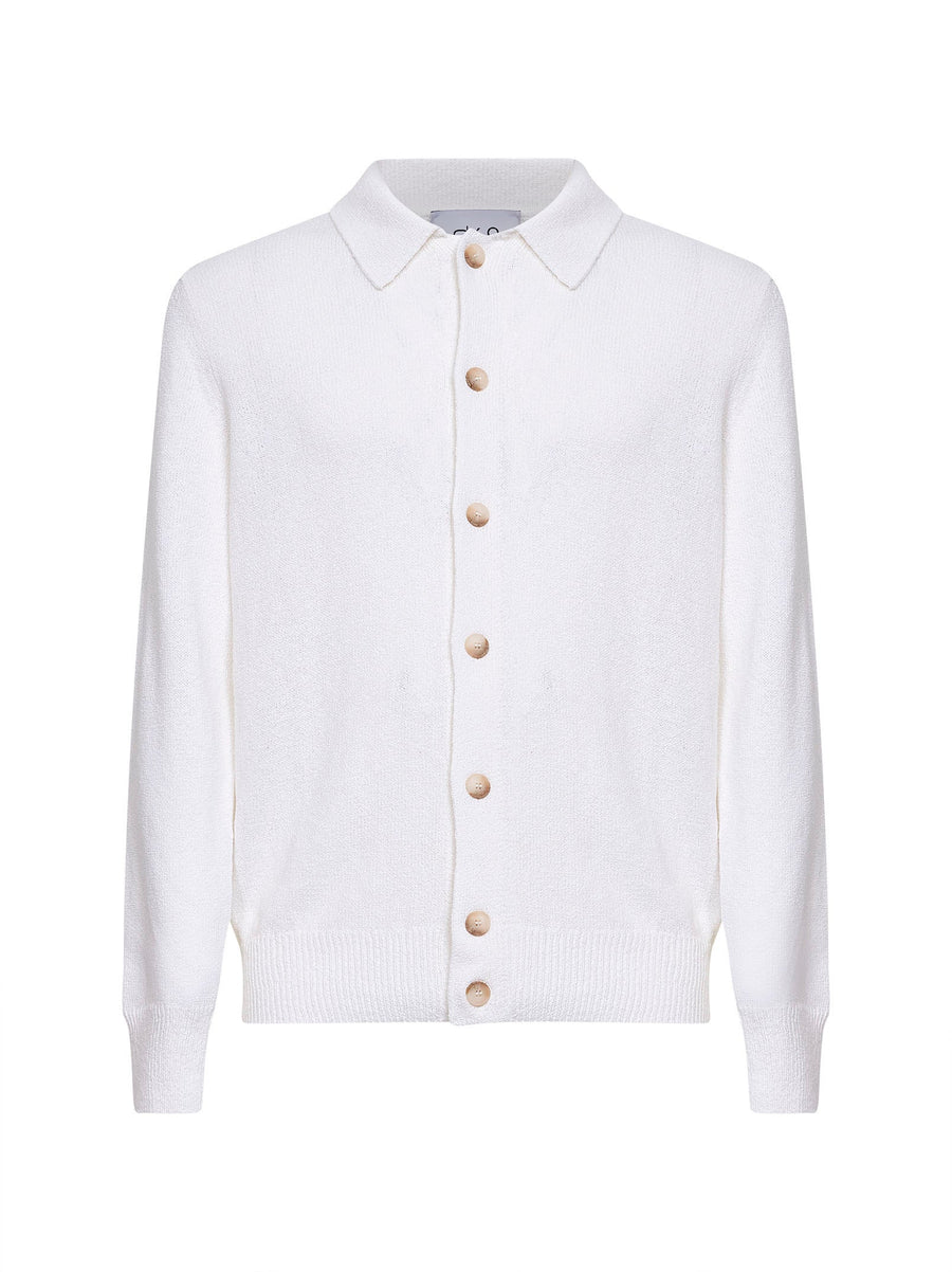 Knit Cardigan White Cotton-Cashmere Cardigans