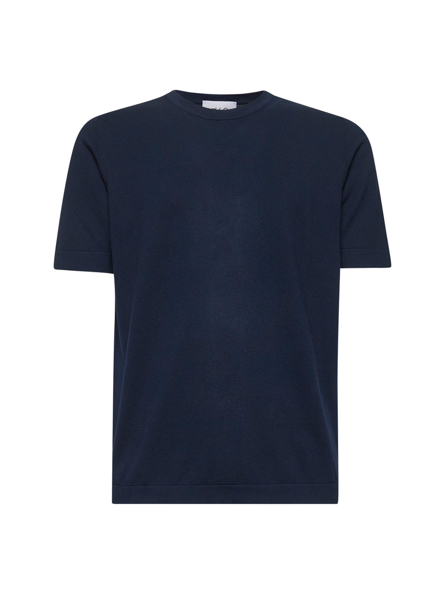 Blue Cotton Knit T-Shirt T-shirts