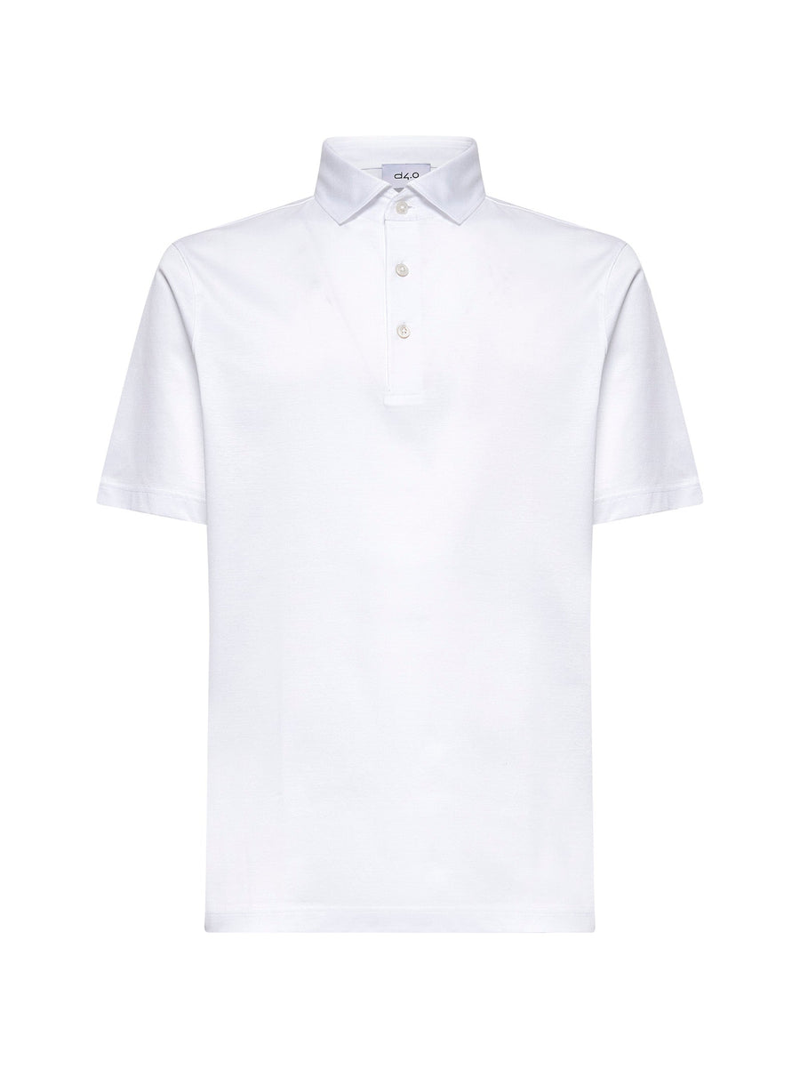 White Lisle Jersey Polo Shirt Cotton